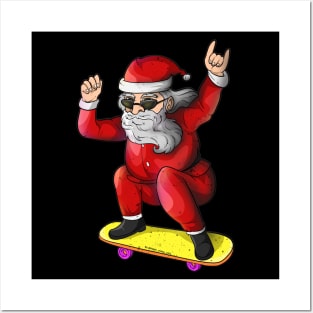 Cool Christmas Skateboarding Santa Posters and Art